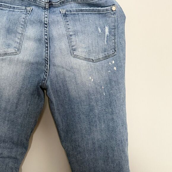 JUDY BLUE Jeans 5 / 27 Lace Patch Mid Rise Distressed Skinny Light Wash JB88432 - Picture 9 of 16